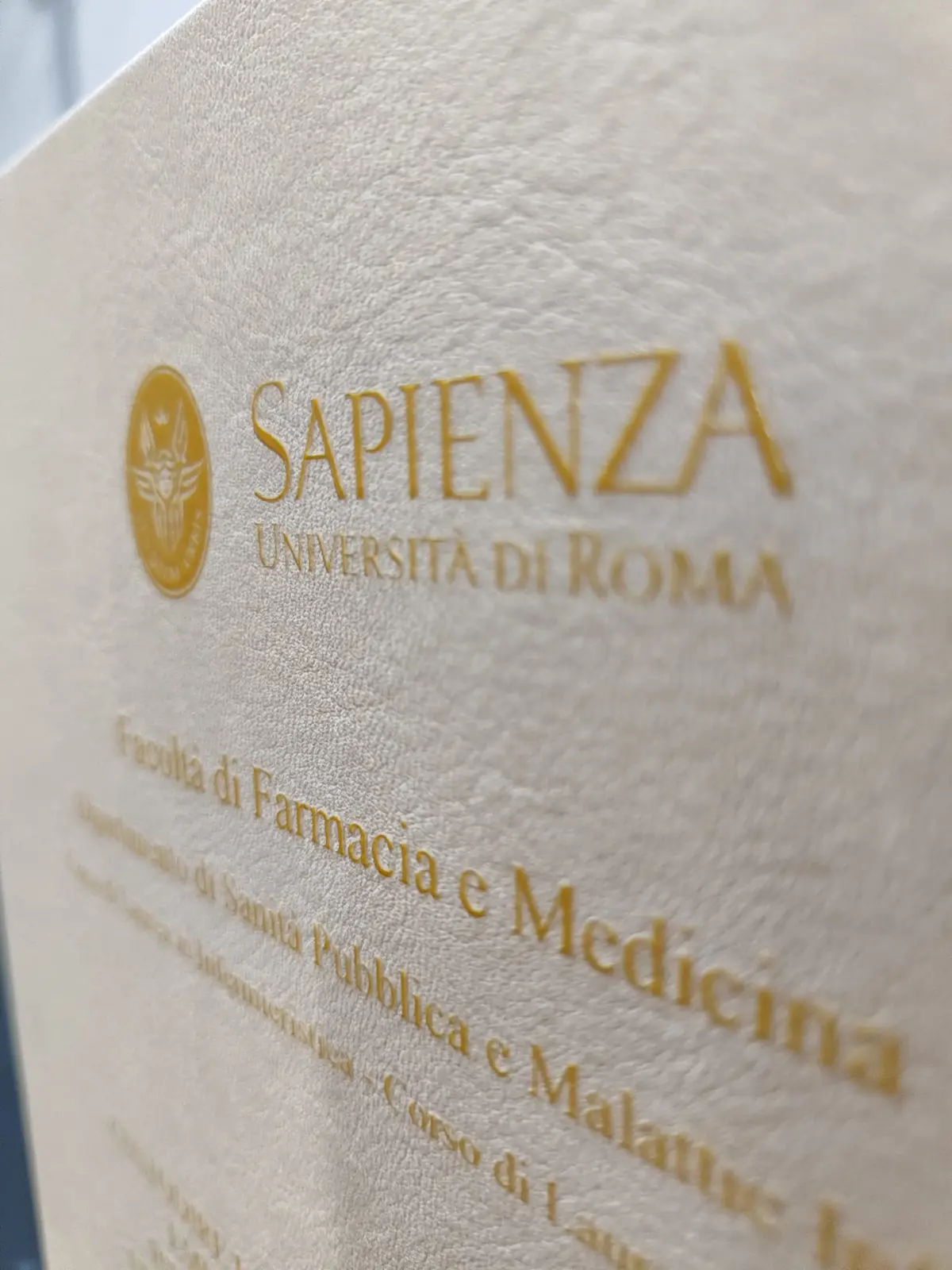 Copertina reale per tesi in similpelle con scritte dorate in rilievo